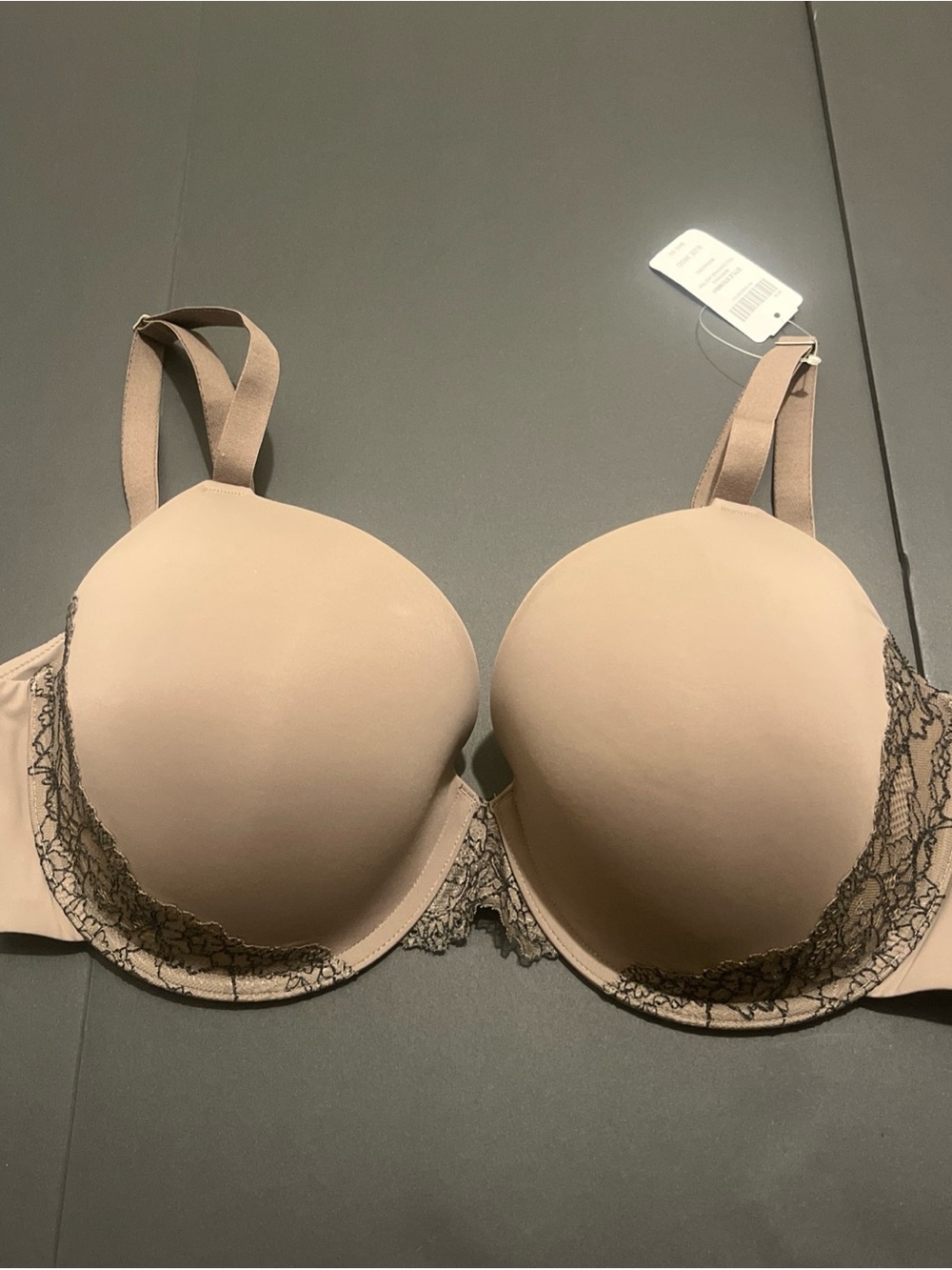 NWT Soma dark  Beige Bra with Black Lace Trim Sz 36Dd